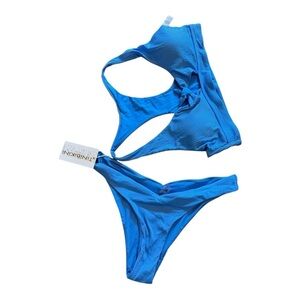 TiNiBiKiNi Racerback Bikini in Ribbed Periwinkle NWT